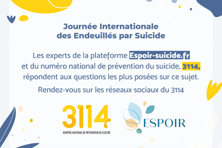 Le 3114 et ESPOIR collaborent à l&rsquo;occasion de la journée internationale des personnes endeuillées par suicide